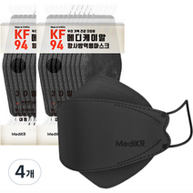 메디케이알 황사방역용 마스크 KF94 대형 검정색, 25매입, 4개, 블랙