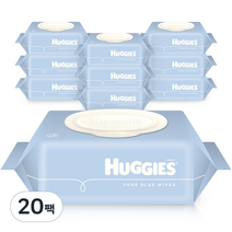 하기스 퓨어 블루 유아 물티슈 캡형, 80매, 20개