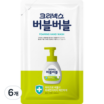 크리넥스 버블버블 핸드워시 힐링그린 리필, 6개, 200ml