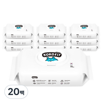 코코핏 코코도그 레이온100 물티슈 캡형, 70매, 20팩