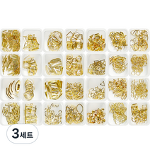 메이브라운 네일파츠 아트세트 B 네일참 28종 골드 MSM27, 혼합색상, 3세트
