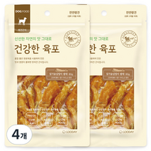 굿데이 건강한 육포 강아지 간식 80g, 닭가슴살말이 황태, 4개