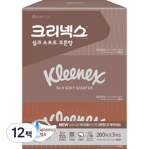 크리넥스 실크소프트 갑티슈 2겹 코튼향, 12팩, 200매