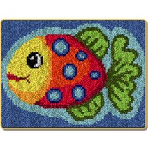 알로데 수생 동물 카펫 매트 DIY스킬자수세트 영문버전 컬러인쇄메쉬, 1세트, NO_02