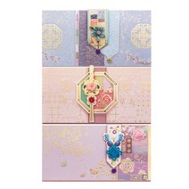 인디케이 꽃과 미녀를 담은 민화 돈봉투 + 은하수 매듭끈 세트, 6세트, 혼합색상