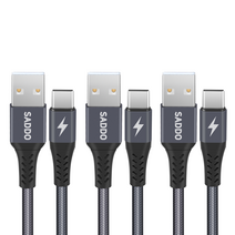 사또 USB-C타입 고속충전 데이터 고급형 케이블 3p, 1m, 그레이, 1개
