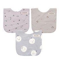 꿈꾸는두부 사각 면 턱받이 3종 D세트, 오늘의퍼핀, 하이두부, 몰랑몰랑그레이, 1세트