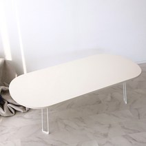 트리팜 LPM 오브제 타원형 접이식테이블 특대형 1200 x 600 mm, 베이지 무광
