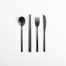 모다키친 드뉴엘 무광 커트러리 디너 스푼 + 포크 + 나이프 + 젓가락 세트, 블랙