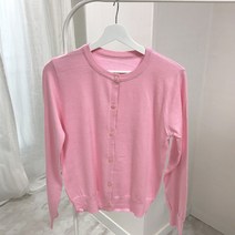 여성용 소프트 캐시미어 라운드넥 니트 가디건
