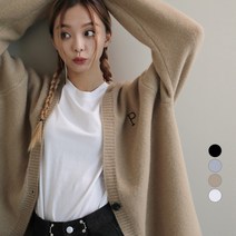 어썸어라운드 여성용 P자수 오버핏 니트 가디건