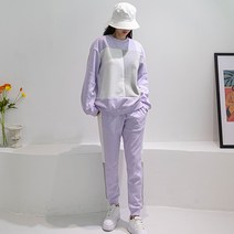 순이들 여성용 쓰리 배색 맨투맨 조거 트레이닝 상하의 세트