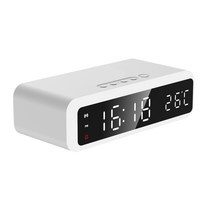 비즈 3in1 고속무선충전 LED무드등 알람시계, 화이트