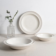 시라쿠스 메이플 1인 양식세트 3p, 코지그레이, 원형접시 L + 찬기 L + 파스타볼 23cm