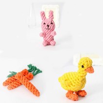 강아지 실타래 장난감 3종 세트, 토끼, 당근, 오리, 1세트