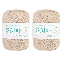 수피아 코튼 코마면 뜨개실 2p, 38 크림아이보리, 100m, 2개