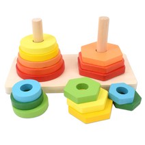 오즈토이 더블 타워 8단 하노이 탑 쌓기 644-68 16p, 혼합색상