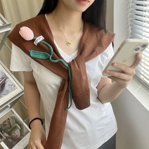 여성용 아티렐 플라워 포인트 매듭 바람막이 작은 숄