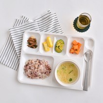 로야 단체급식 멜라민 4구 식판 719, 크림