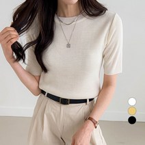 세컨그라운드 여성용 베이직 5부 라운드 니트