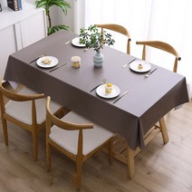 마켓플랜 PVC 방수 심플 식탁보, 브라운, 소형(90 x 90cm)