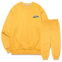 디엘크리 남성용 해피니스 스몰로고 맨투맨 + 조거 트레이닝 팬츠 세트