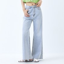 미쏘 여성용 롱 와이드부츠컷 데님 팬츠
