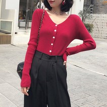 루나걸 여성용 밀러 브이 골지 니트