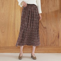 빼빼 여성용 허리밴딩 잔잔플라워 플리츠 롱 스커트