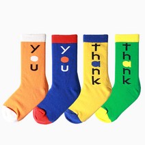 버디키즈 아동용 땡큐 크루원 양말 4족 세트