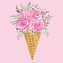 플레이어바웃 명화 그리기 DIY 세트 아이스크림 꽃 피포페인팅 20 x 20 cm, 혼합색상