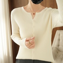마켓A 여성용 골지 슬림 컬러 라운드넥 가디건