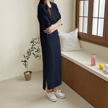 앤드스타일 여성용 엠플리츠 반팔 주름 롱 원피스 260971