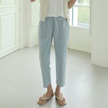 빼빼 여성용 리얼패치포켓 9부 허리밴딩 스판 배기 청바지