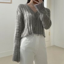 플랜데이 여성용 보들보들 파스텔 크롭 니트 가디건