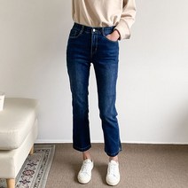 헤이진 여성용 속밴딩 트임 슬림 일자 청바지 J026