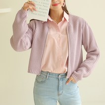 빼빼 여성용 브이넥 크롭 니트 가디건