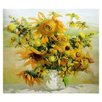 케이엠엘리 3D 사각 보석십자수 DIY 30 x 30 cm, 해바라기부케, 1개