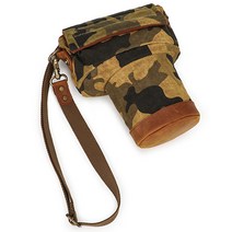 와다다샵 빈티지 감성 내부 범퍼쿠션 카메라 보호 가방, 그린 카모