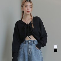 어썸어라운드 여성용 도톰 리본 볼레로 가디건