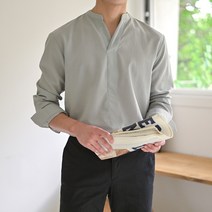 플레이즈 남성용 브이넥 폴리 루즈핏 셔츠