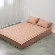 믹스앤매치 로이 고정밴딩 침대 패드, 핑크베이지