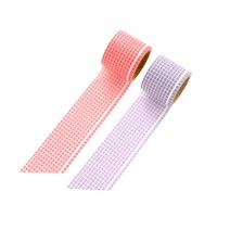 해피제이 두꺼운 모눈 체크 다꾸 마스킹 테이프 2종 세트, 빨강, 보라, 1세트