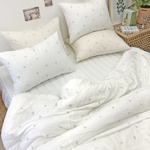 누블 민트리프 자수 워싱 광목 차렵이불