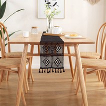 식탁 인테리어 뜨개질 레이스 테이블 러너, E, 24 x 350 cm