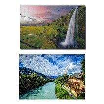 크리스탈 미니 플라스틱 퍼즐 150피스 + 96피스 세트, 일몰과 폭포, 오스트리아