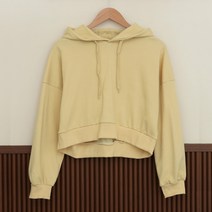 큐니걸스 여성용 뮤트 무지 크롭 후드티