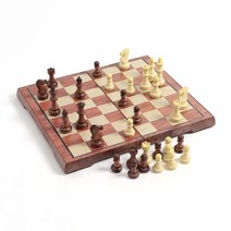 트리 앤티크 접이식 자석 체스 세트 36 x 31 cm, 브라운   베이지