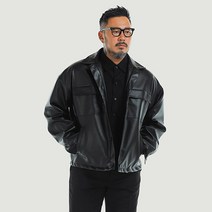 파이브엑스라지 남성용 오버핏 포켓 가죽 자켓