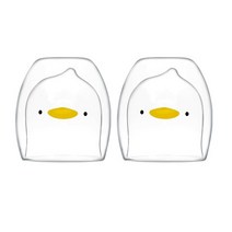 라임올리브 애니멀 내열 이중 유리컵 280ml, 오리, 2개